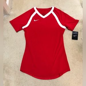 🆕🔥NIKE V NECK DRI-FIT SUPER CUTE&SOO SOFT/RED&WHITE STRIPED SILKY SHIRT!!NWT!!